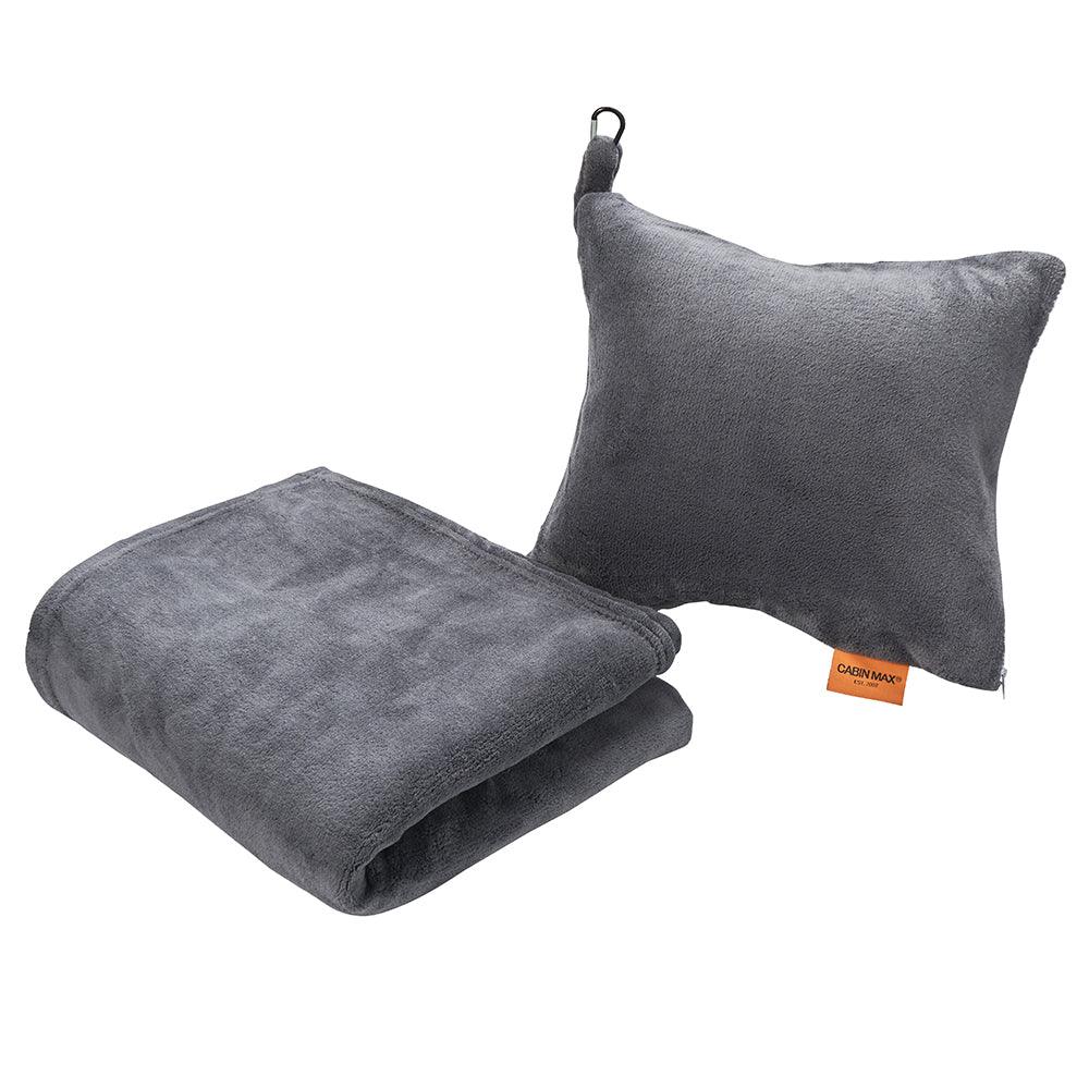 2 in 1 Travel Blanket and Pillow Set - Warm Blanket and Inflatable Pillow in One - Cabin Max